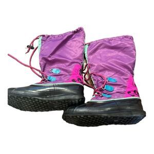 Purple Winter Snow Boots with Pink Laces Waterproof Insulated Outdoor‎ Boots